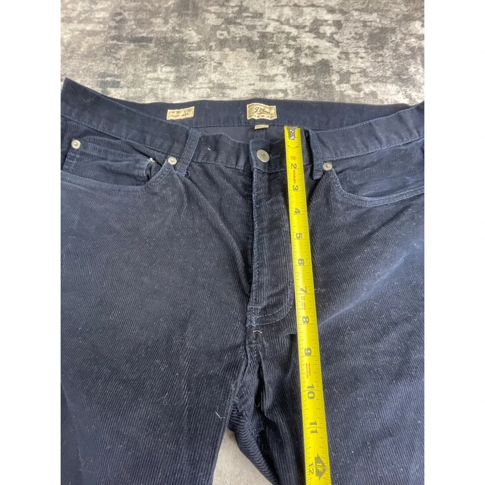 J. Crew Mens 35x32 484 Slim Fit Corduroy Pants Navy Blue Straight Cut Trousers